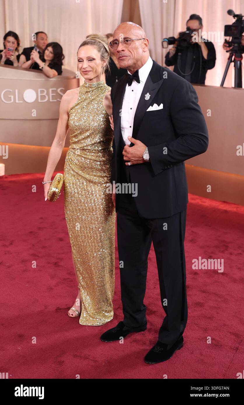 BEVERLY HILLS, CALIFORNIA - JANUARY 11:The Rock' Johnson and Lauren Hashian at the 83rd Annual Golden Globe Awards at The Beverly Hilton on January 11, 2026 in Beverly Hills, California.Credit: Admedia (Credit Image: © AdMedia via ZUMA Press Wire) EDITORIAL USAGE ONLY! Not for Commercial USAGE! Stock Photo
