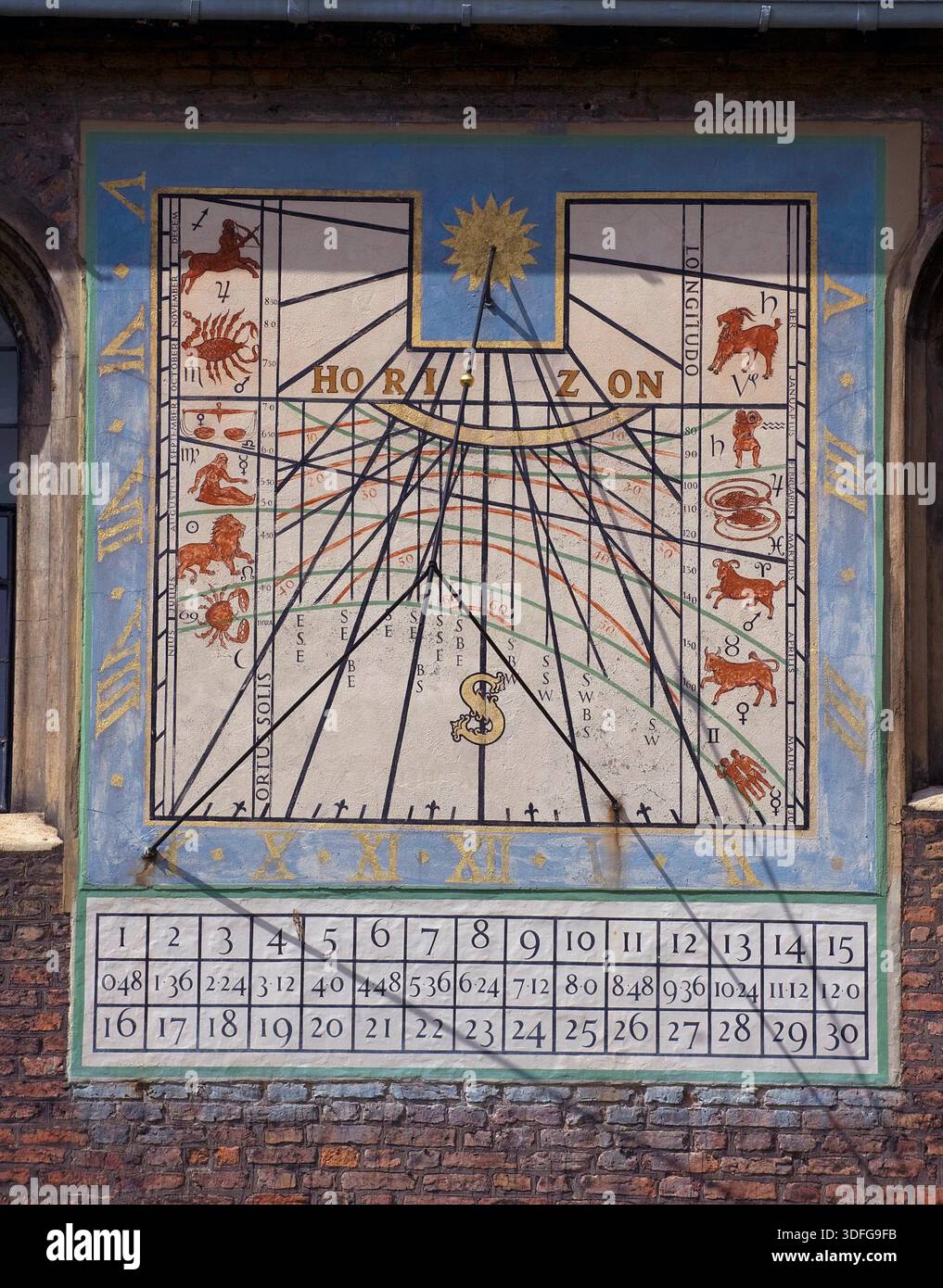 The sundial on the wall of Old Court at Queens' College is one of ...