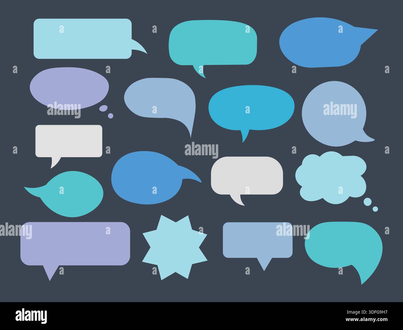 Blank Empty Speech Bubbles Silhouette Isolated on Monochrome Background Stock Vector