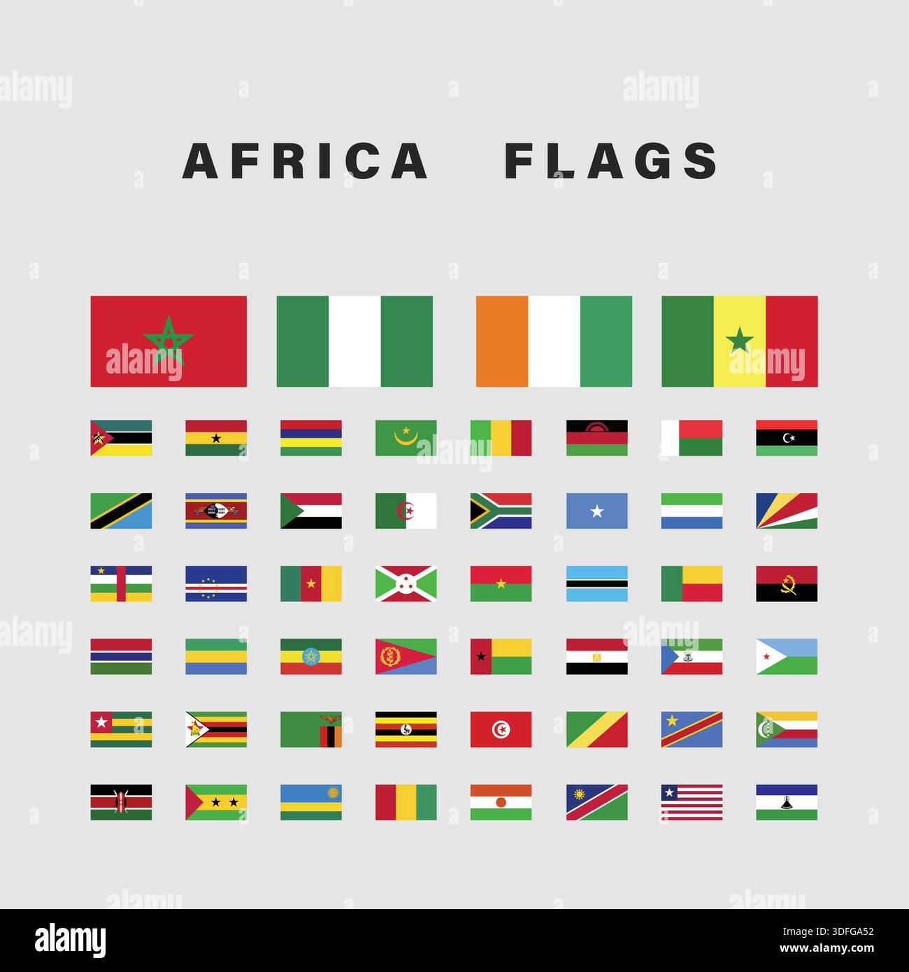 Set of Africa Flags with Rectangular Shape Stock Vector