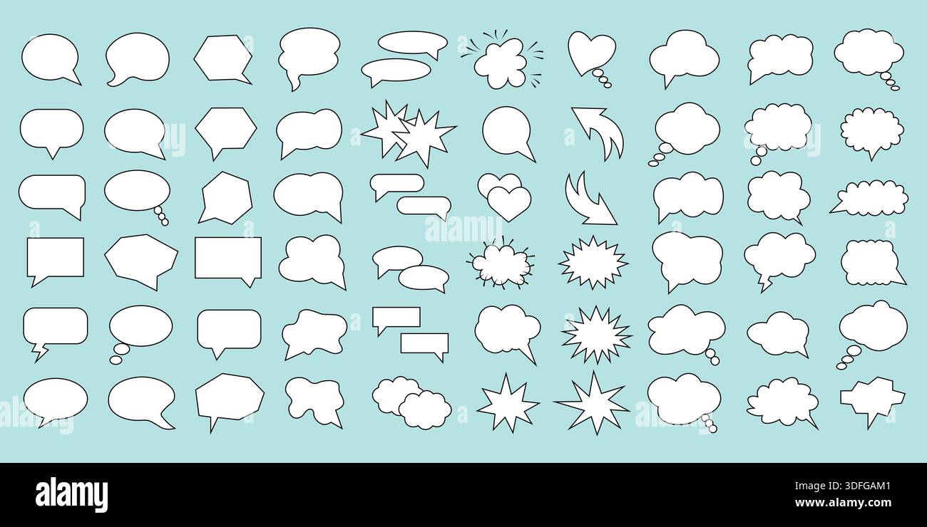 Blank Empty Speech Bubbles Silhouette Isolated on Monochrome Background Stock Vector