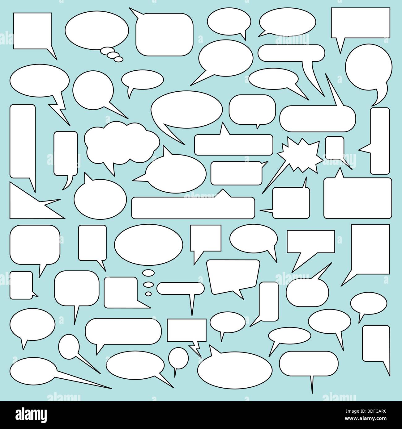 Blank Empty Speech Bubbles Silhouette Isolated on Monochrome Background Stock Vector