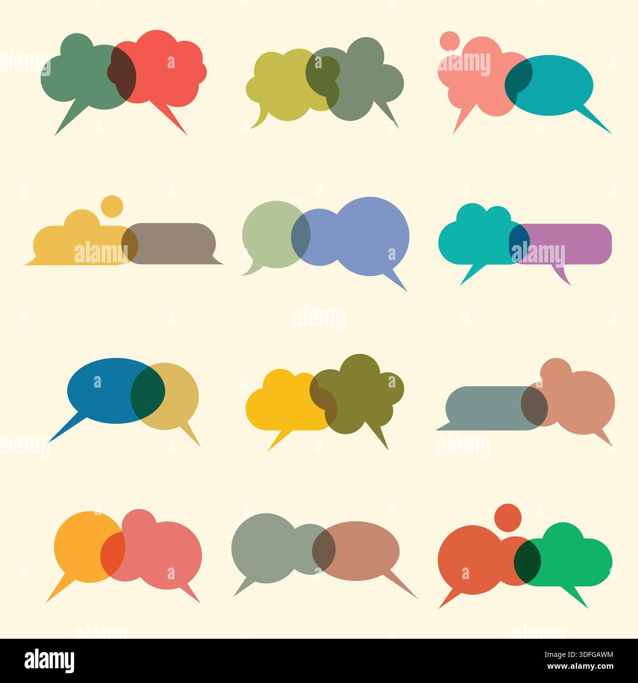 Blank Empty Speech Bubbles Silhouette Isolated on Monochrome Background Stock Vector