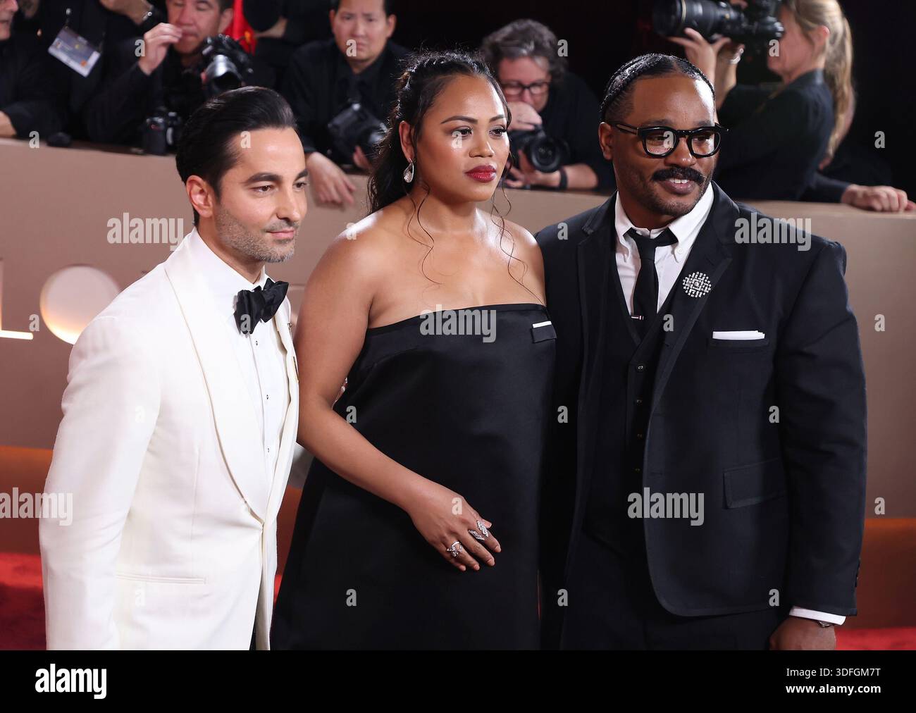 BEVERLY HILLS, CALIFORNIA - JANUARY 11: Sev Ohanian, Zinzi Coogler and Ryan Coogler at the 83rd Annual Golden Globe Awards at The Beverly Hilton on January 11, 2026 in Beverly Hills, California. EDITORIAL USAGE ONLY! Not for Commercial USAGE! Stock Photo