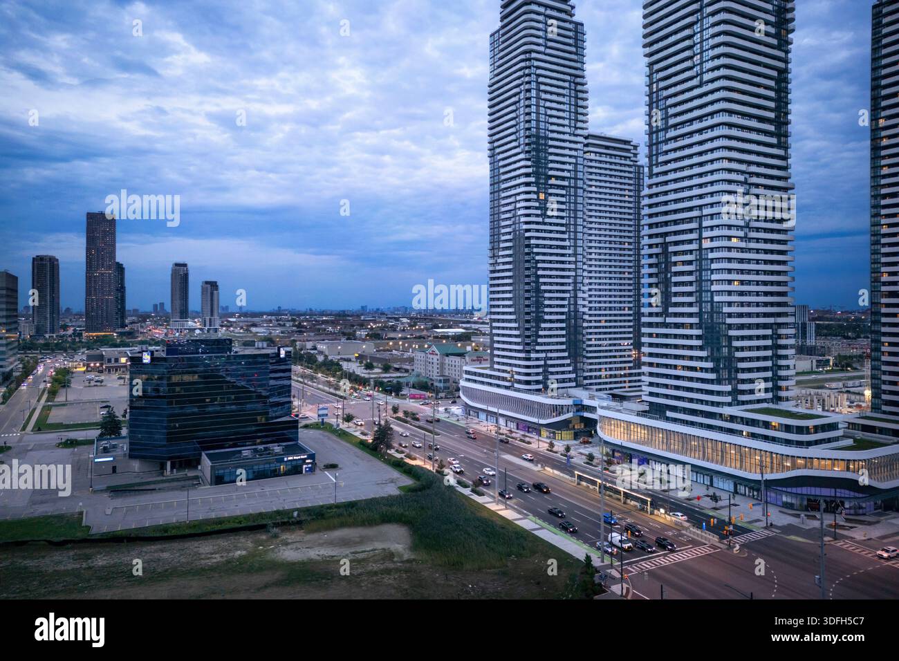 Condominiums and Highway 7 in Vaughan, Ontario, Canada. Stock Photo