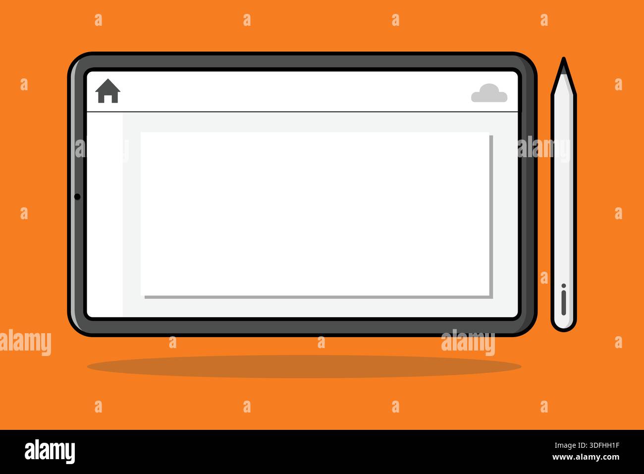 Modern tablet illustration with clean interface design, ideal for technology concepts, digital content, apps, and user interface presentations Stock Vector