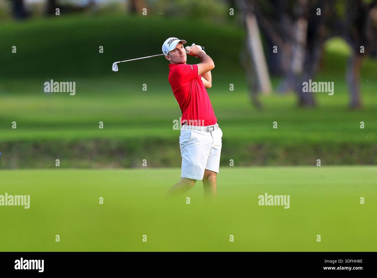 January 12, 2026 - Russell Henley hits from the 8th fairway during a ...