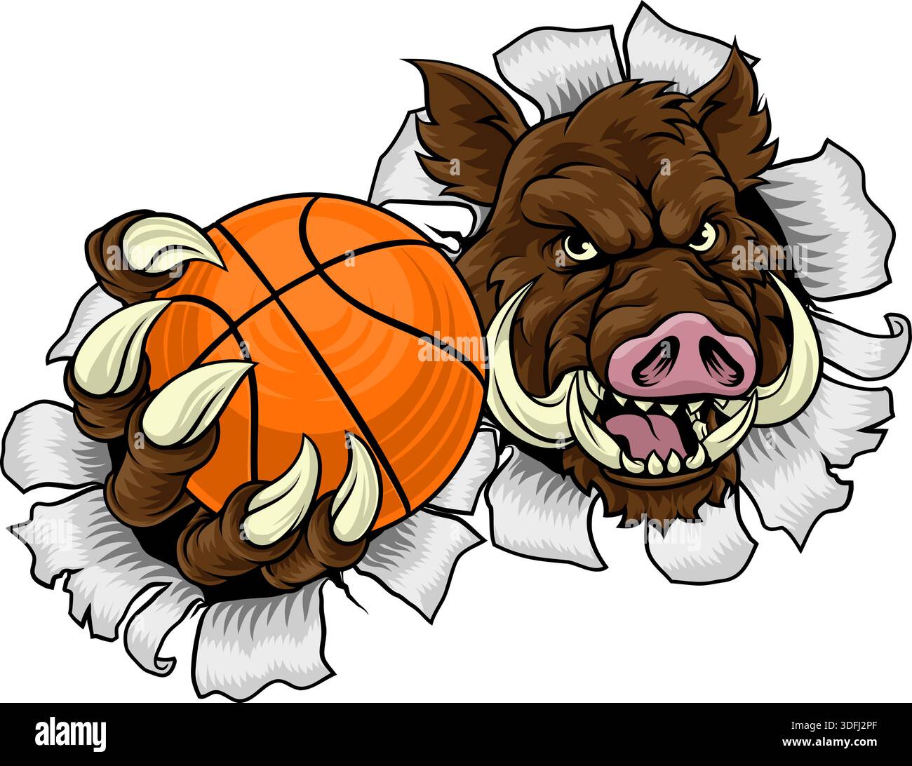 Boar Wild Hog Razorback Warthog Basketball Mascot Stock Vector Image ...