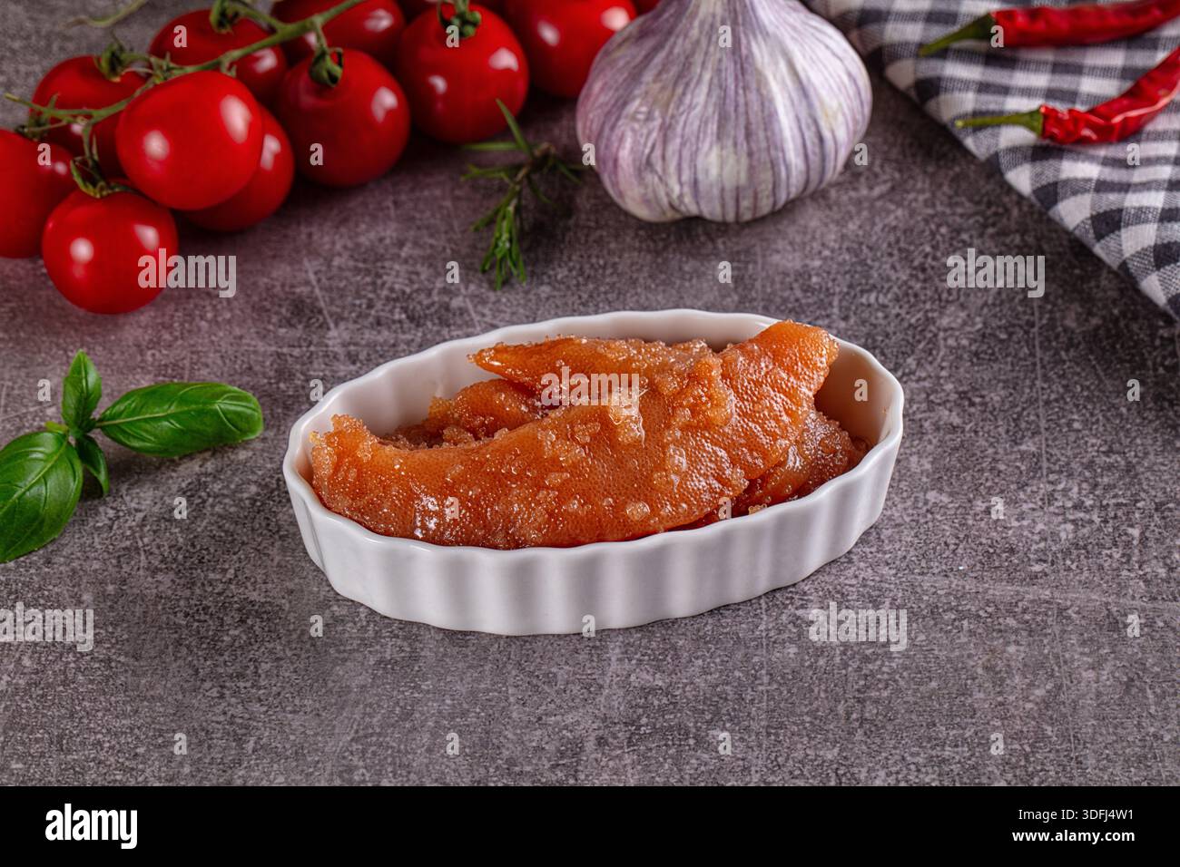Salted Rae Salted delicacy herring roe for snack Stock Photo - Alamy