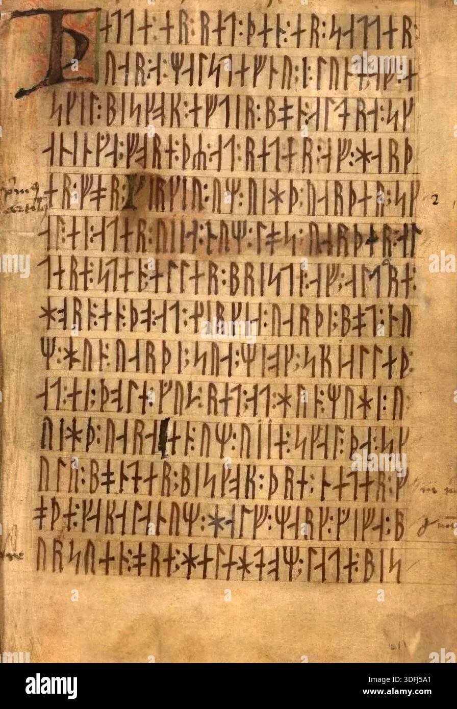 7705. Page from the Codex Runicus. Runes are the letters used by ...
