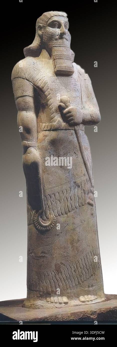 8074. Statue of the Assyrian king Ashurbanipal, 875-860 b.C. From Nimrud, Iraq. Stock Photo