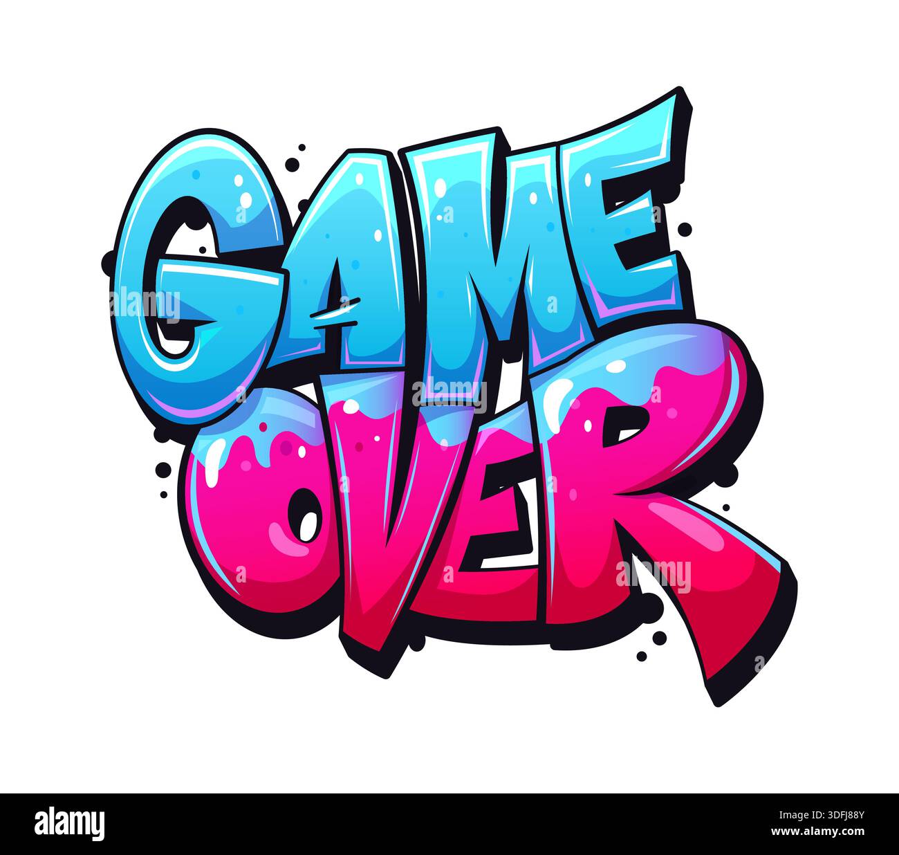 Game over street graffiti, wall cool artwork Stock Vector