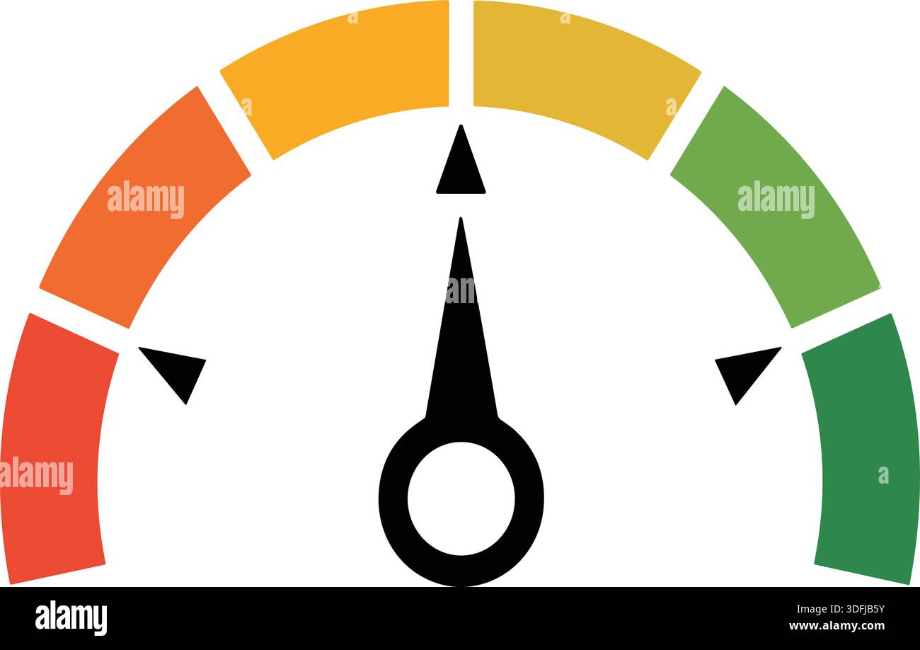 Colorful performance gauge meter with needle indicator, speedometer ...