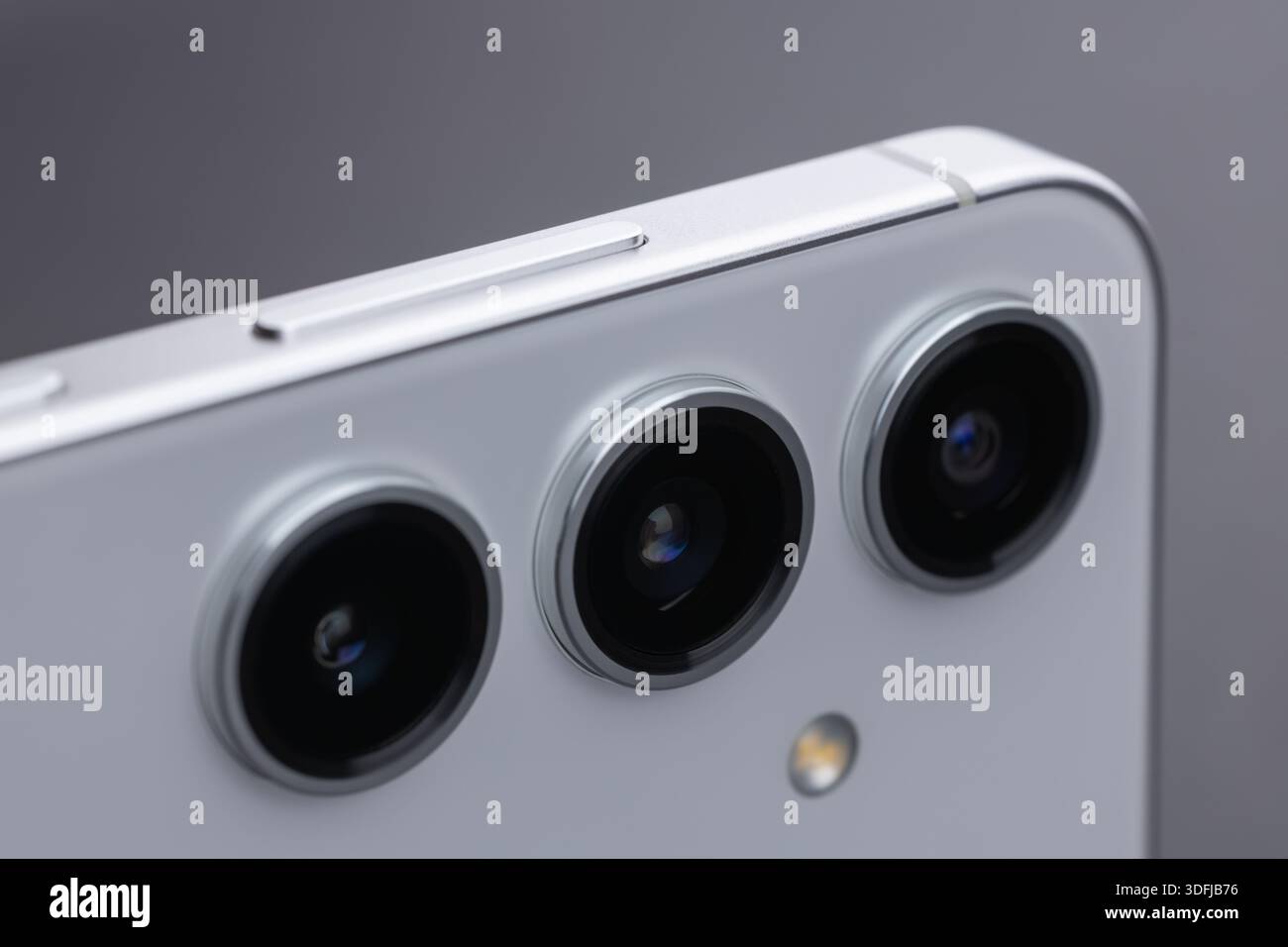 Modern smartphone camera lens, macro view. close up. Stock Photo