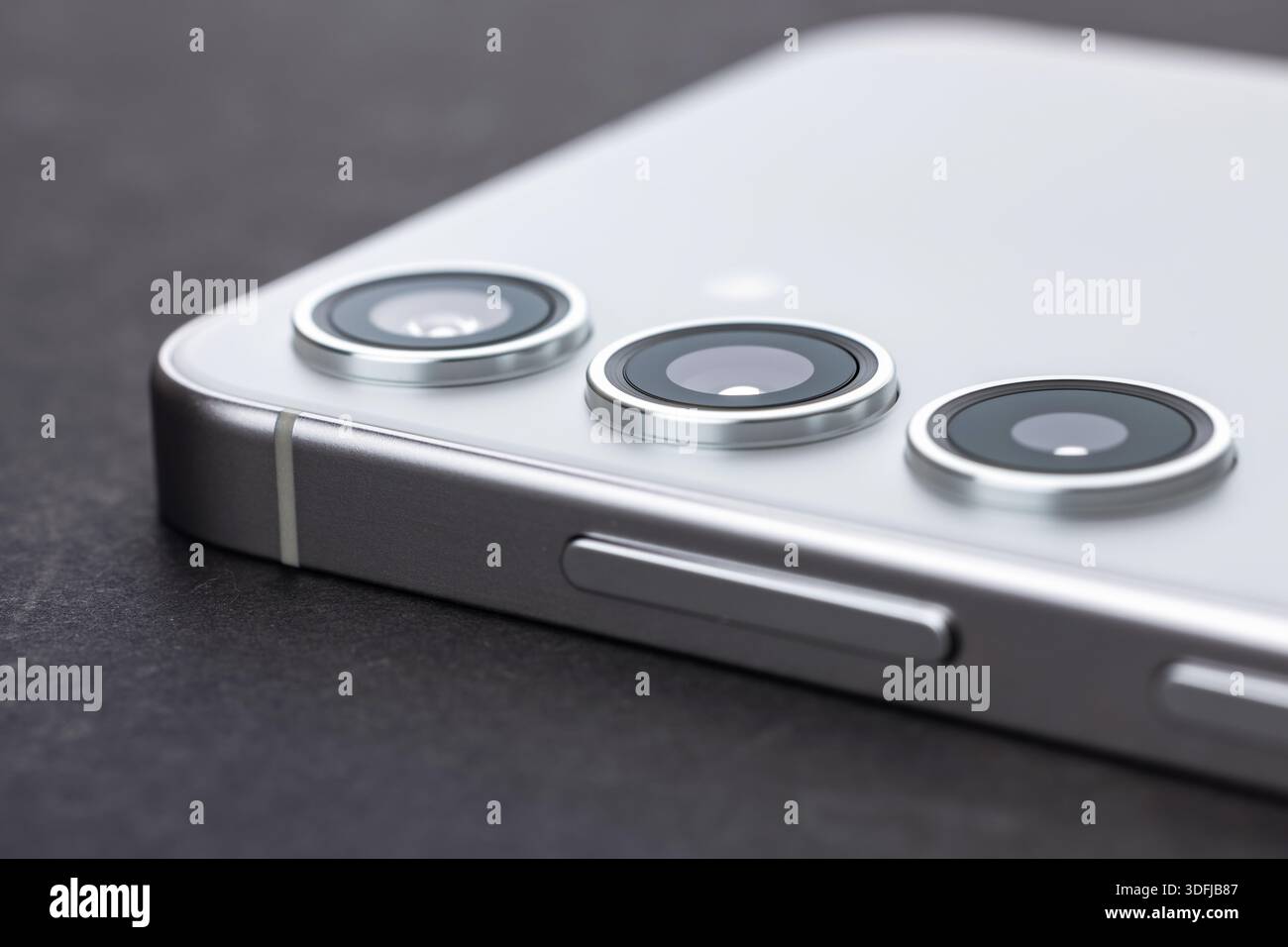 Modern smartphone camera lens, macro view. close up. Stock Photo