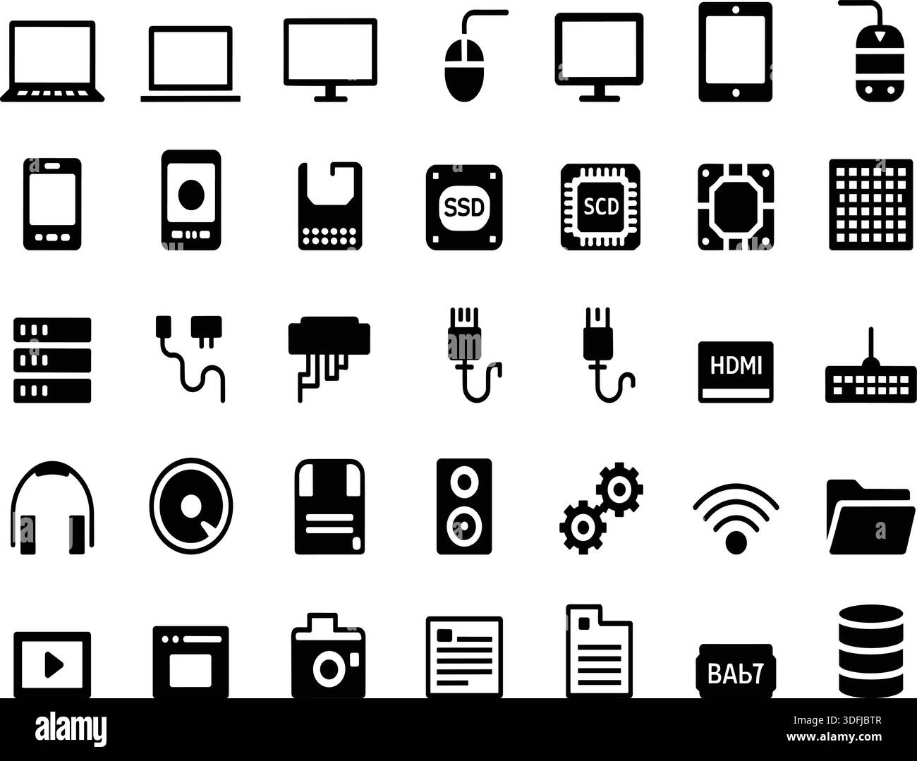 Devices flat icon pack Black and White Stock Photos & Images - Alamy