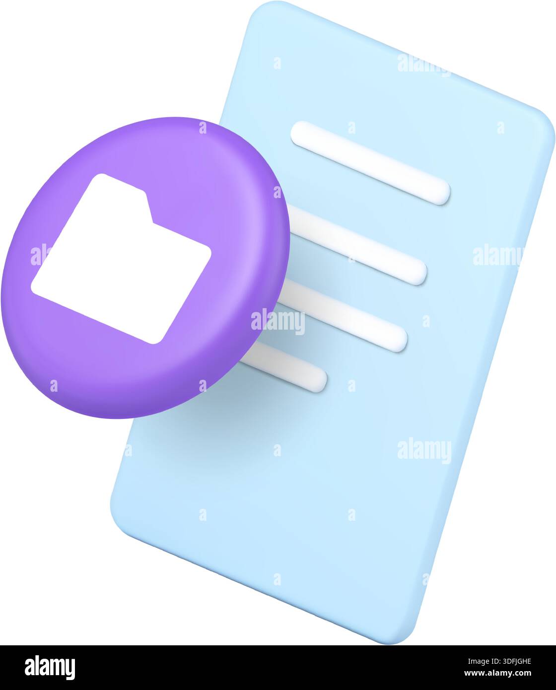 Folder and document icon for file management systems and data organization interfaces. Represents storage, files, documents, archives, and information Stock Vector