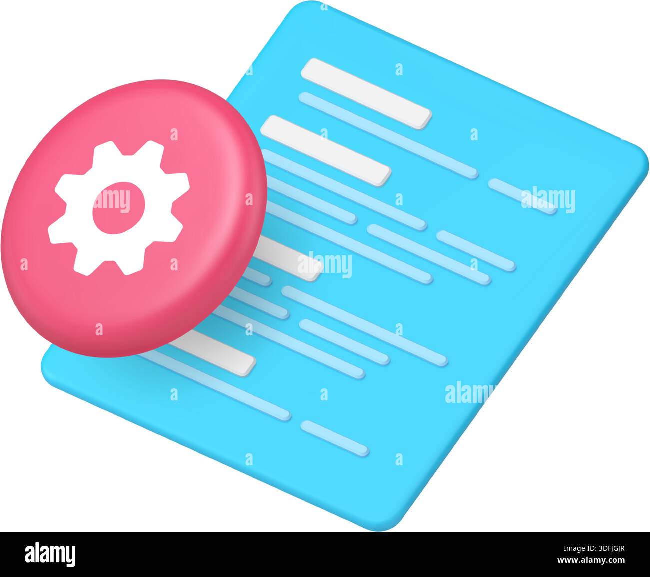 Code document and settings gear icon for developer tools and software applications. Represents programming, development, configuration, and control. 3 Stock Vector