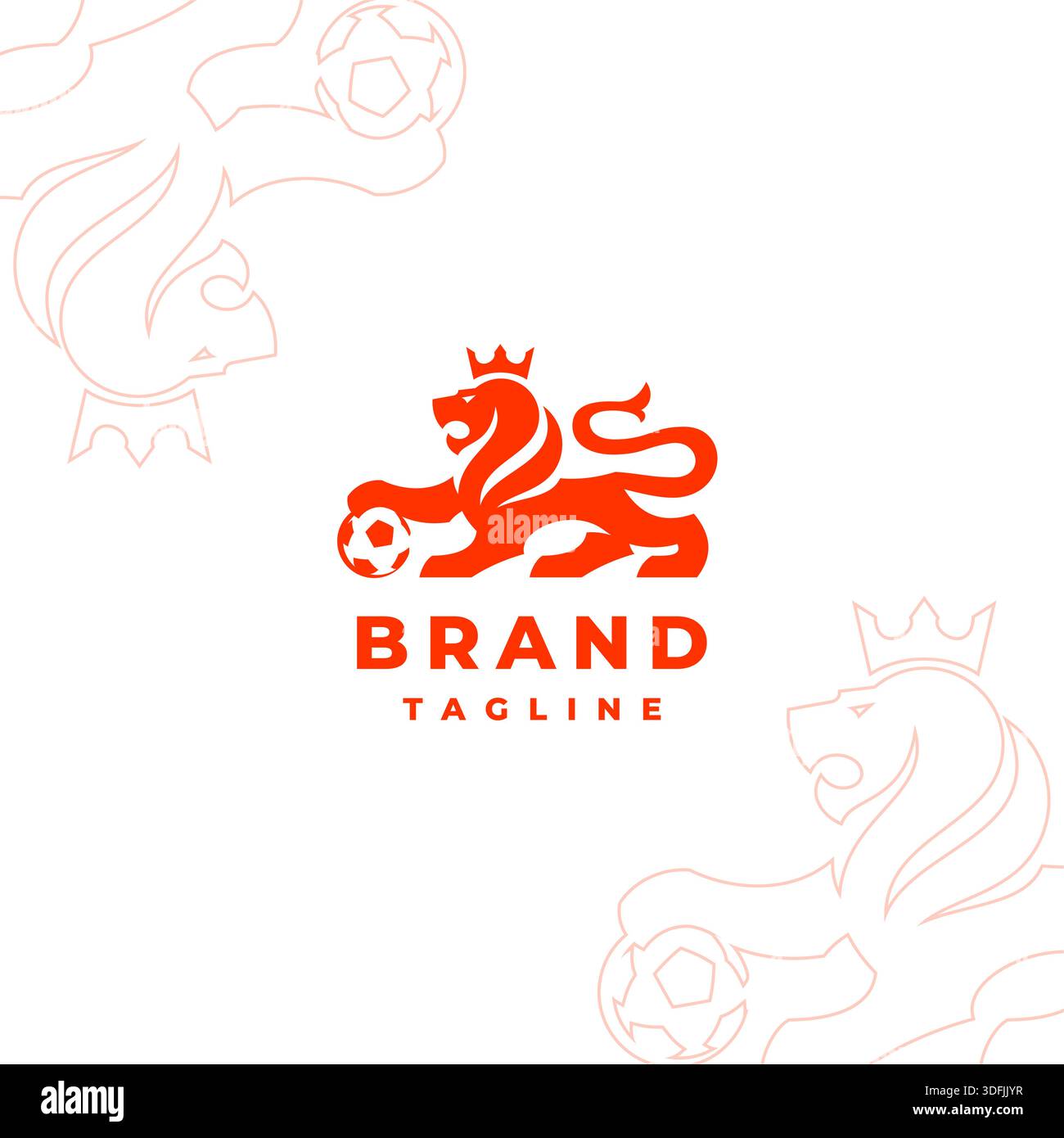 Crowned Lion Holding A Ball Logo Design. Soccer Ball In The Grip Of A ...