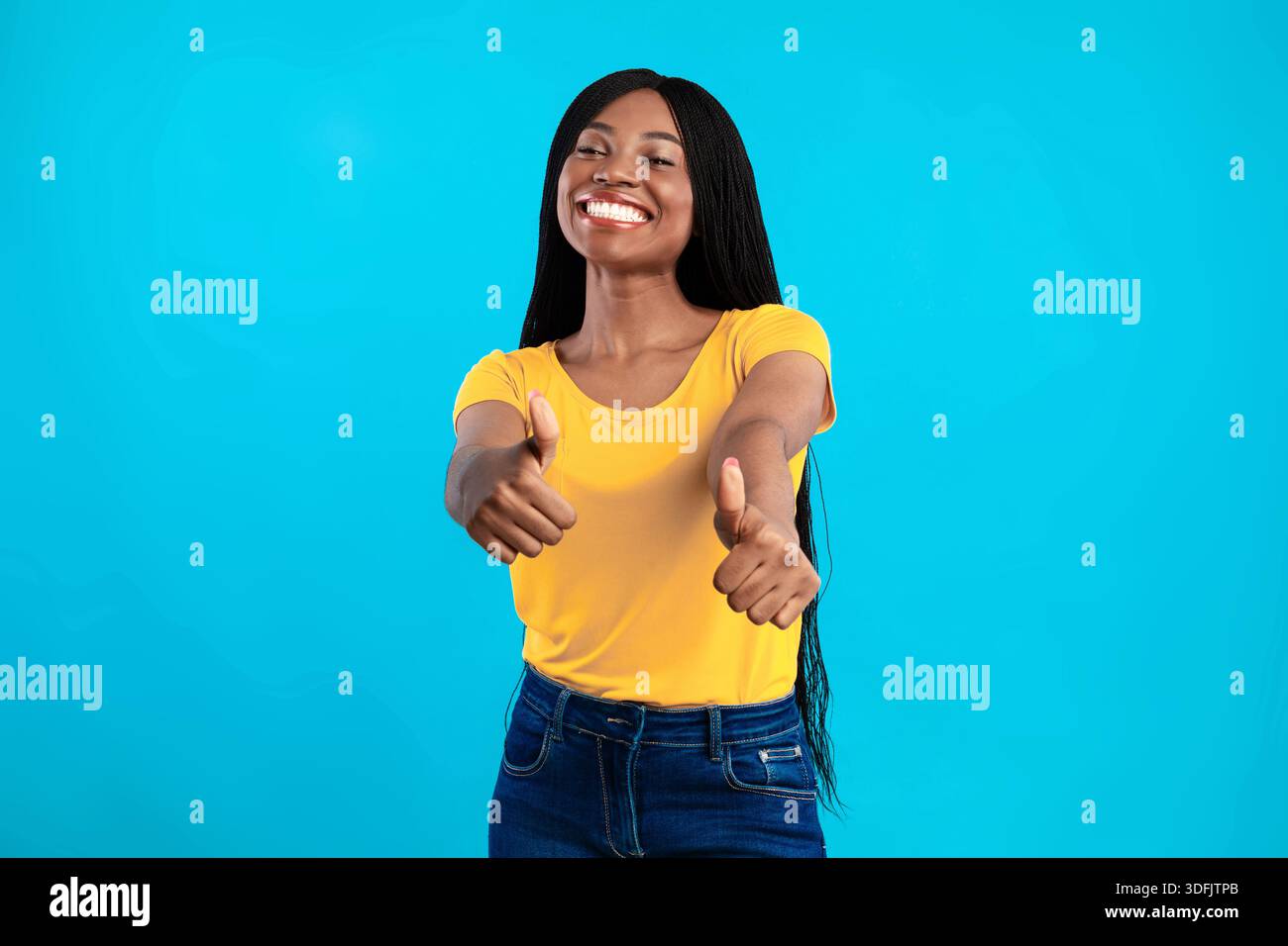 African american woman thumbs up hi-res stock photography and images ...