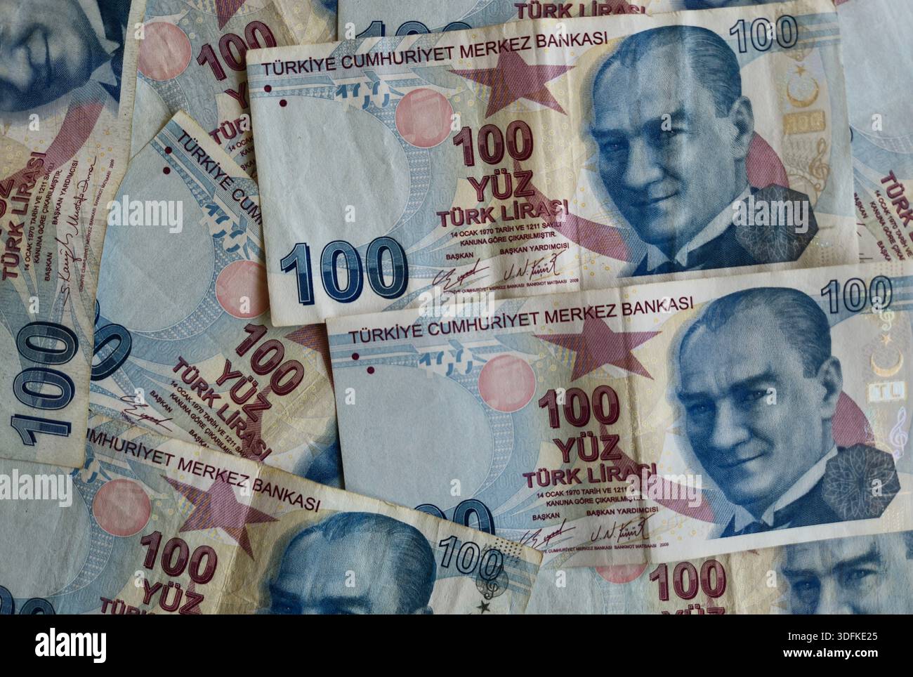 Business and Financial concept with 100 turkish lira banknotes - Smartphone Captured Stock Image