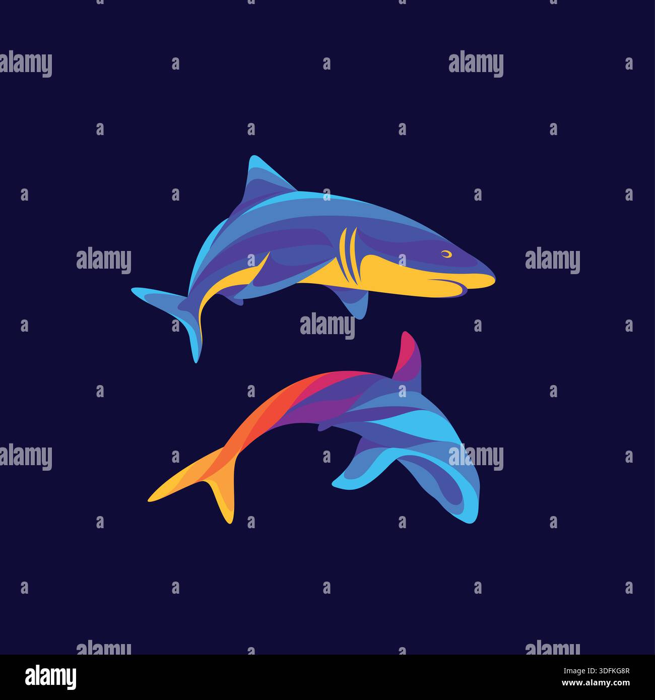 Abstract Flat Shark Animal Silhouette Illustration pro Vector Stock Vector
