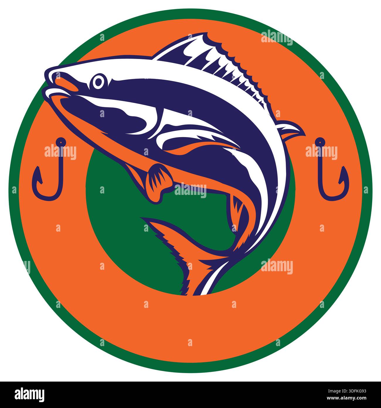 fish on circle nake modern style vector mascot logo design Stock Vector