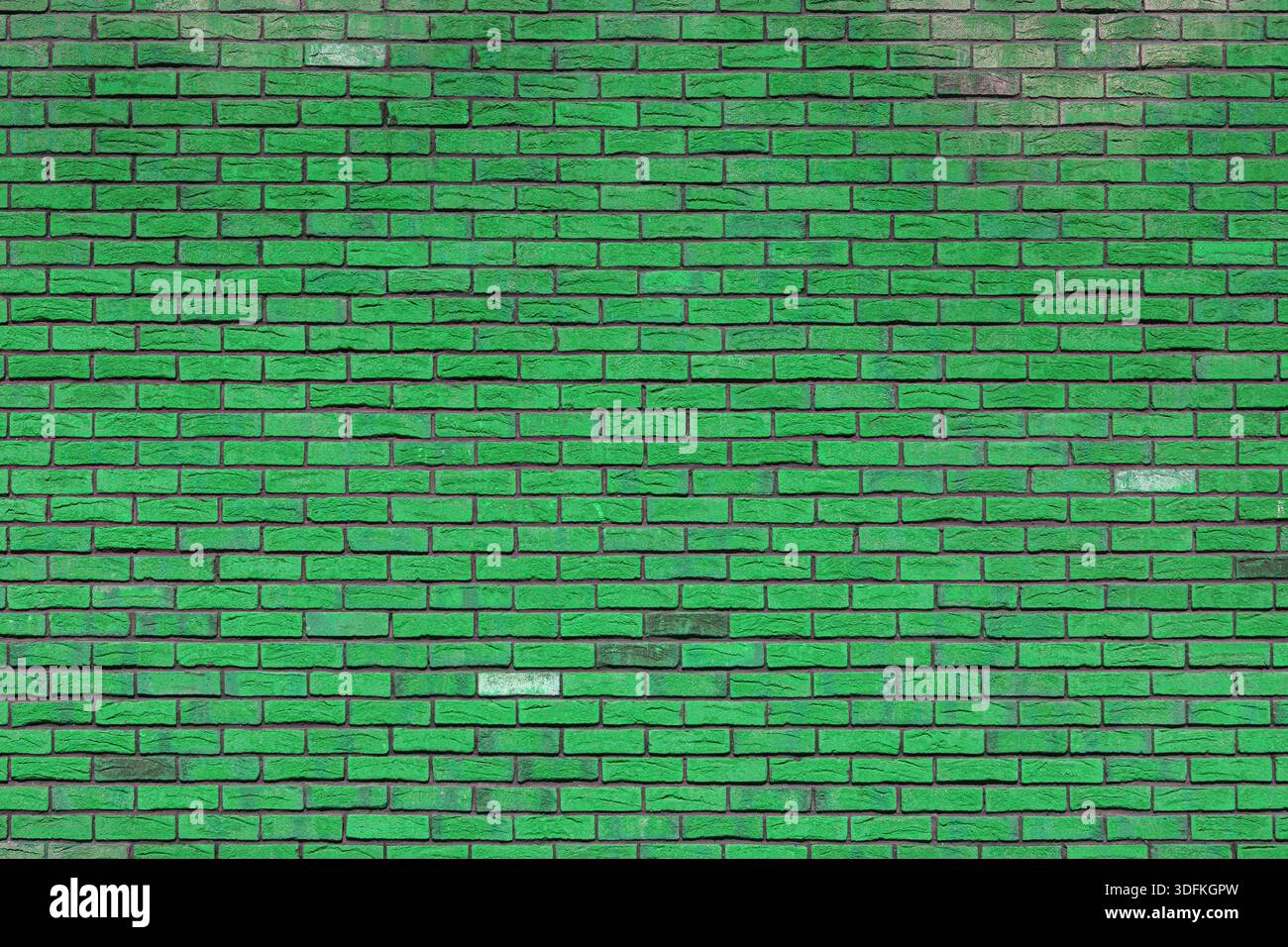 Old green brick wall. Abstract interior background. Stock Photo