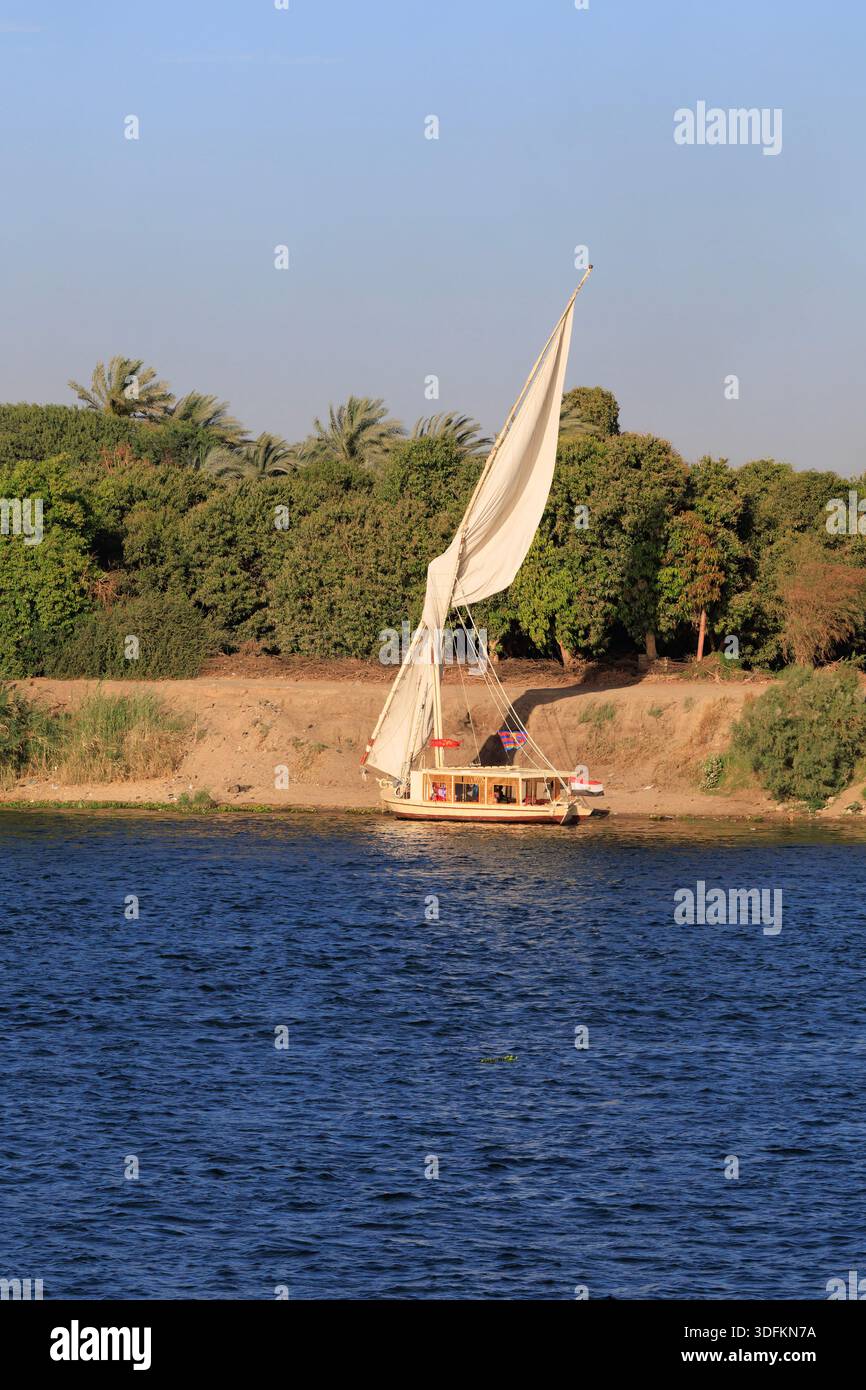 traditional Egyptian felucca wooden sailing boat used for River Nile ...