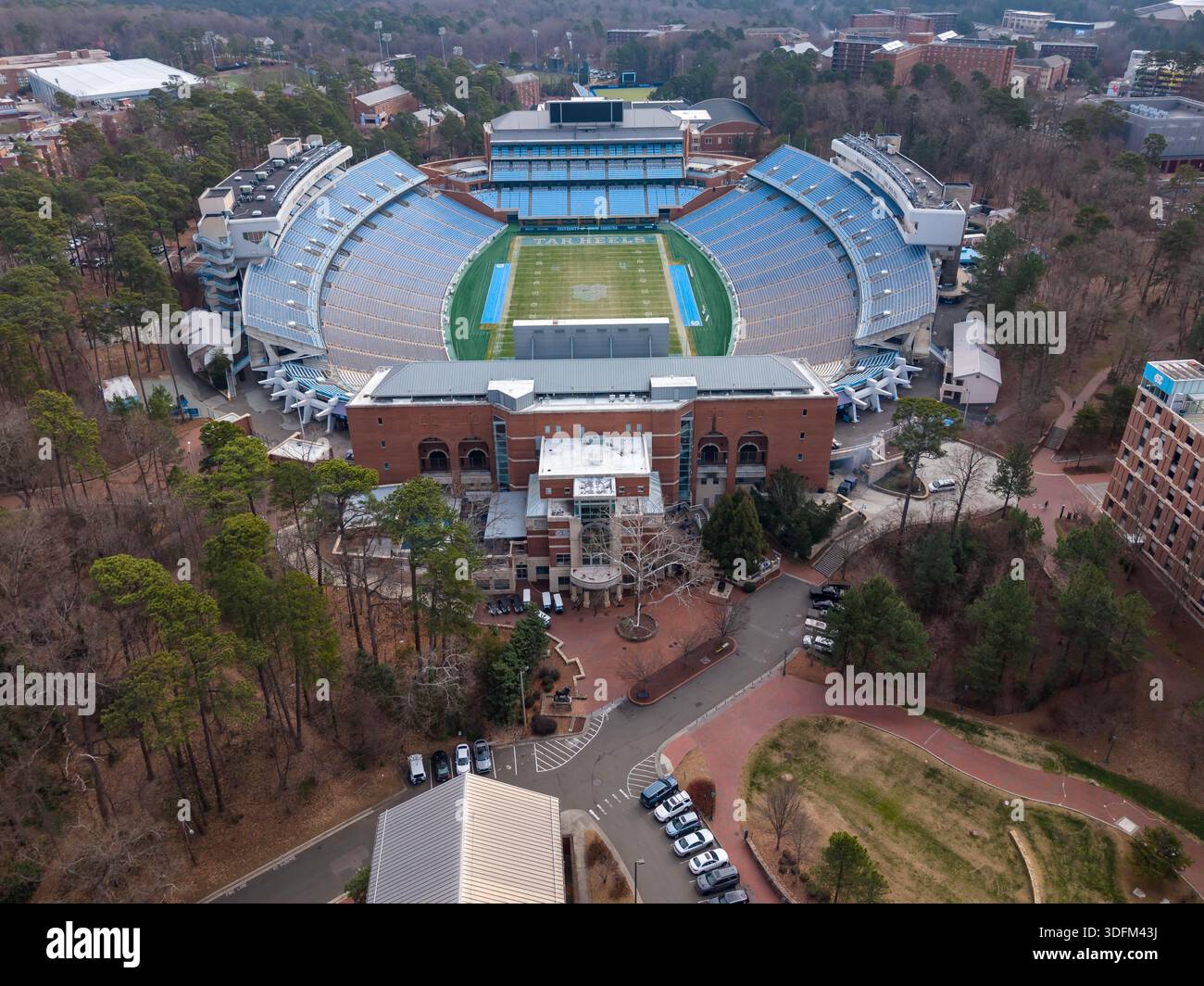 An aerial view of Kenan Stadium in Chapel Hill shows the historic UNC ...