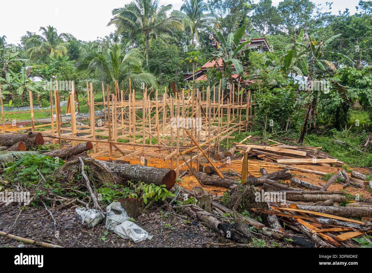 Bohol, Philippines: initial stages of construction, with a wooden frame ...
