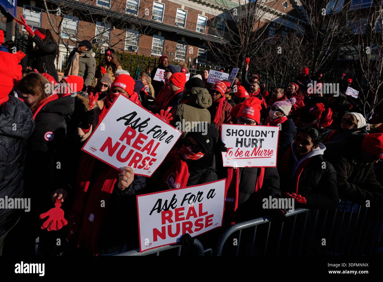 Nurses strike in front of Montefiore Hospital in the Bronx borough of ...