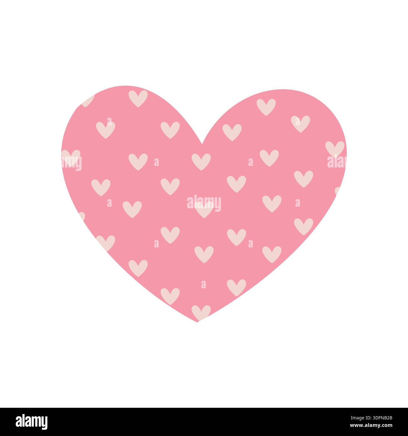 Cute Pink Heart with Small Heart Pattern in Flat Style Stock Vector