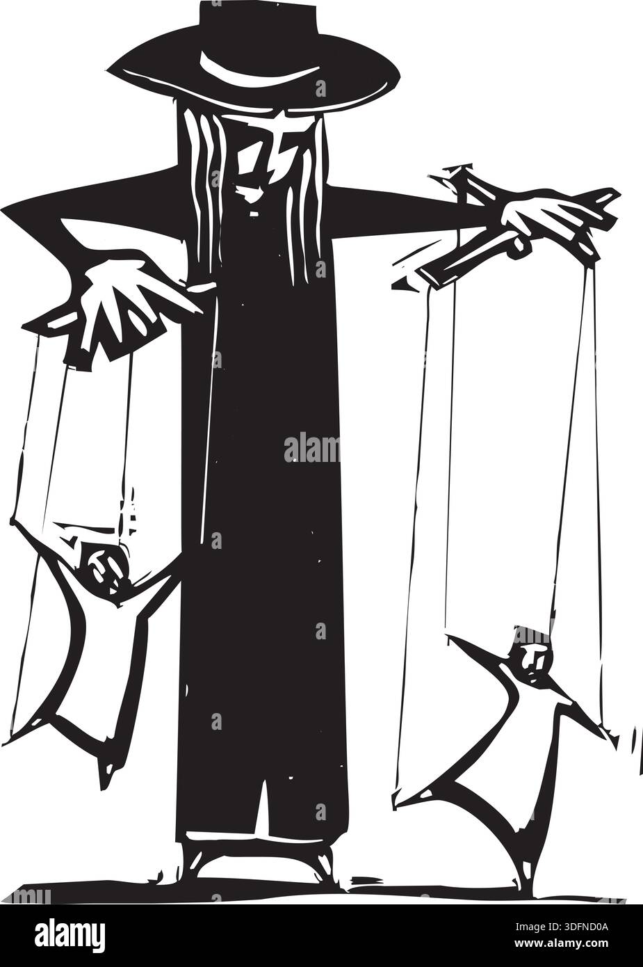 Woman puppeteer performing with two puppets Stock Vector Image & Art ...