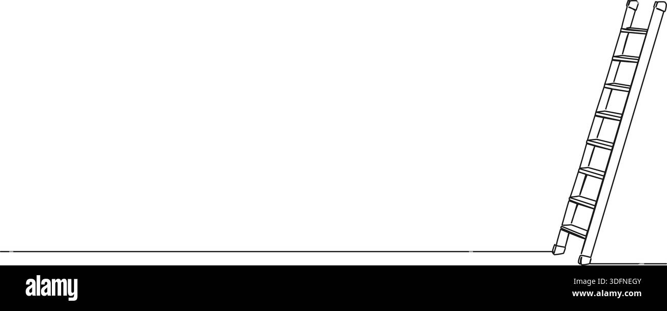 continuous line drawing of ladder, line art vector illustration Stock ...