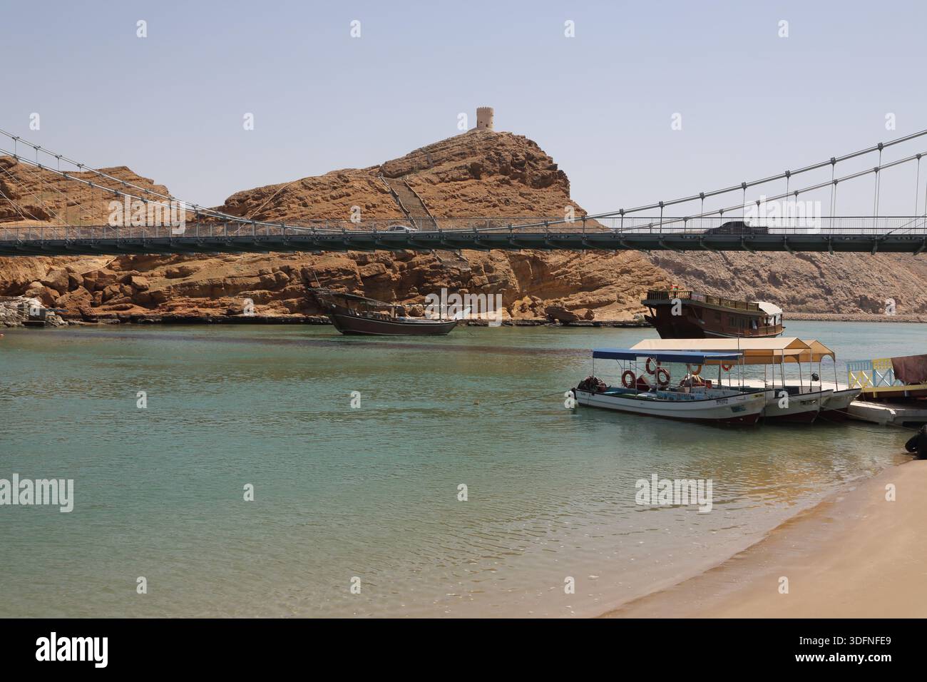 Khor al Batah Suspension Bridge and Al Ayjah Watchtower at Sur ...