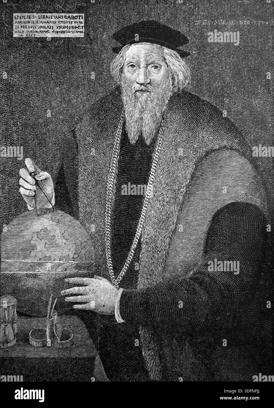 Cartographer explorer engraving Black and White Stock Photos & Images ...