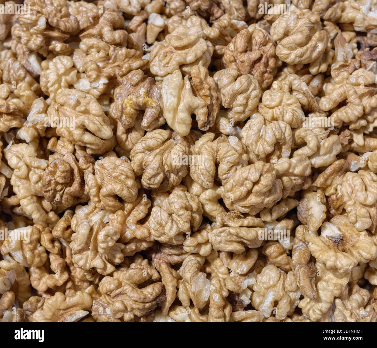 Close up of fresh walnuts, selective focus. Stock Photo