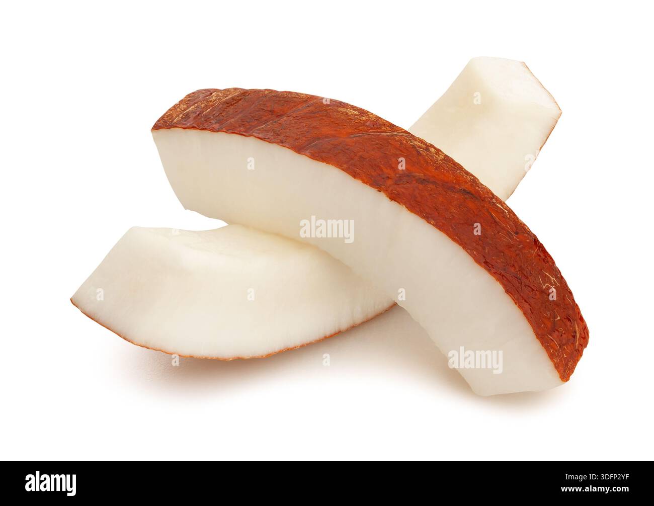 sliced coconut path isolated on white Stock Photo