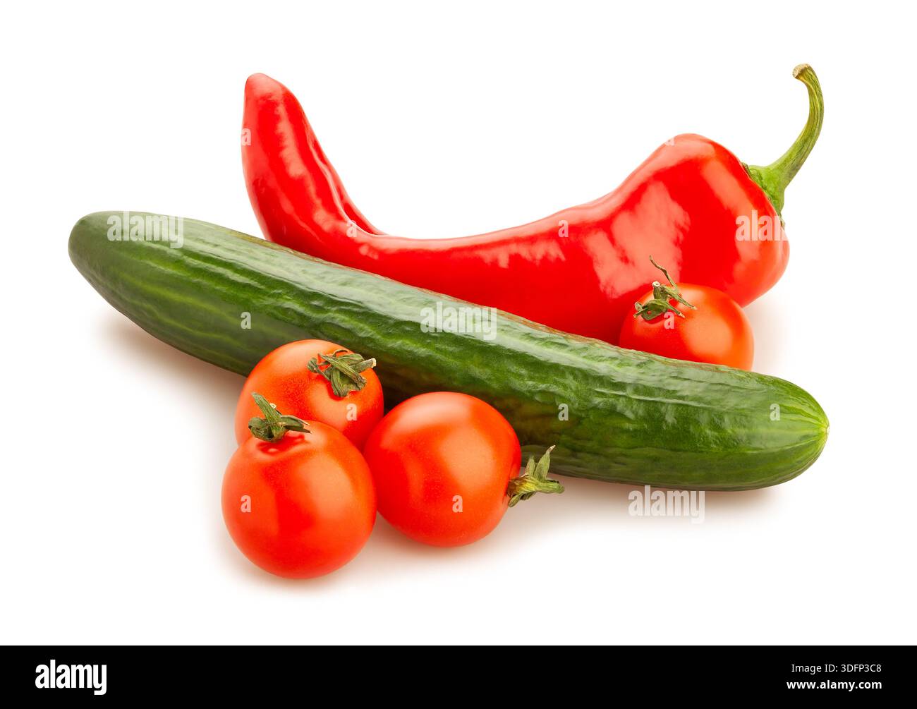 mixed vegetables path isolated on white Stock Photo