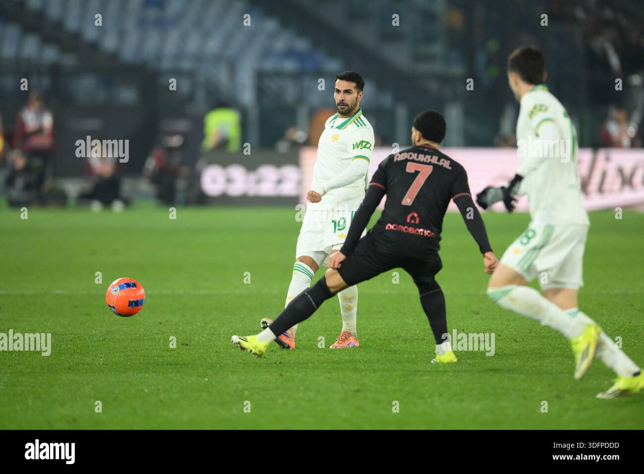 Olimpico Stadium, Rome, Italy - Zeki Celik of AS Roma under pressure ...