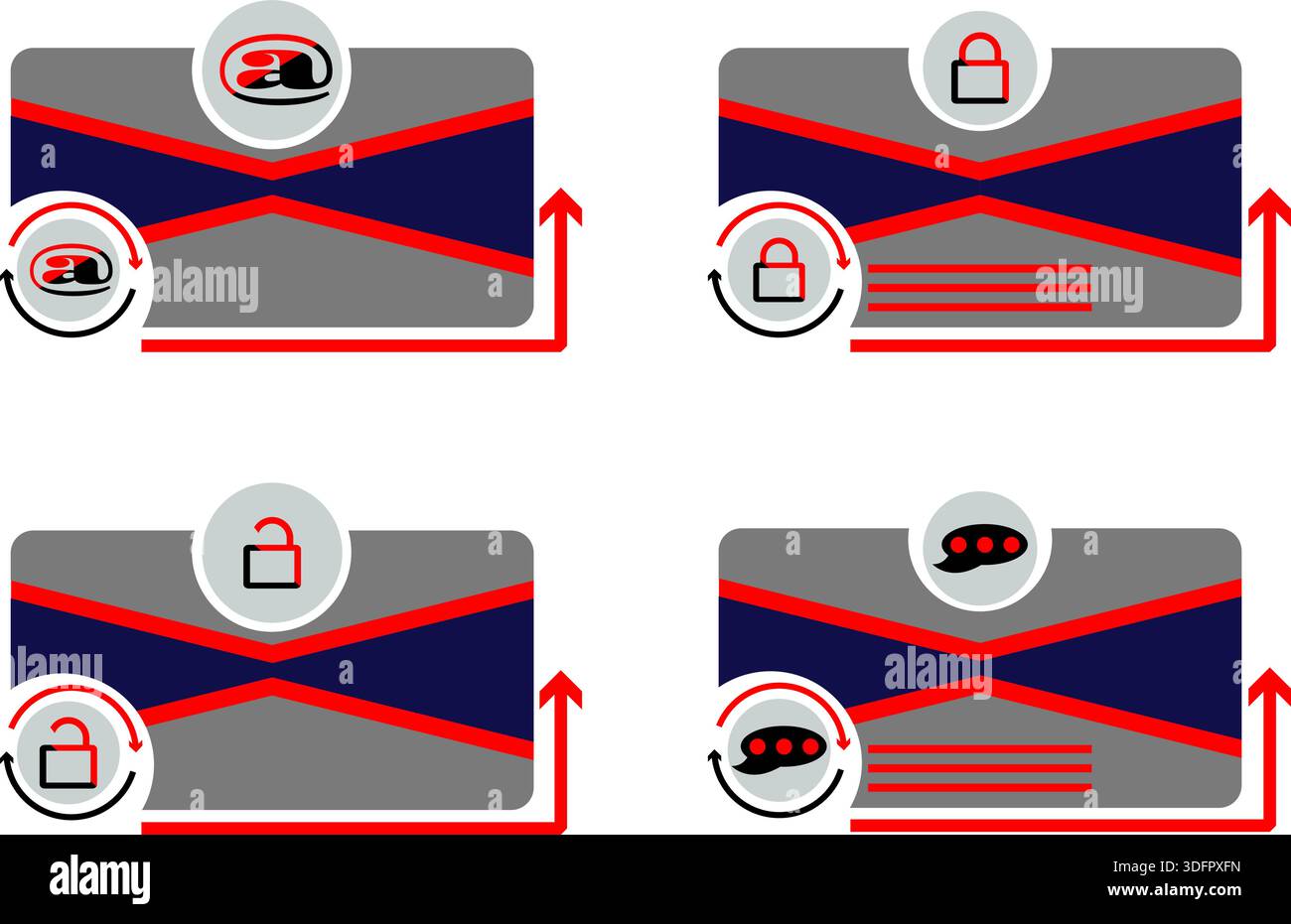 Secure digital wallet interface collection with lock and notification icons Stock Vector