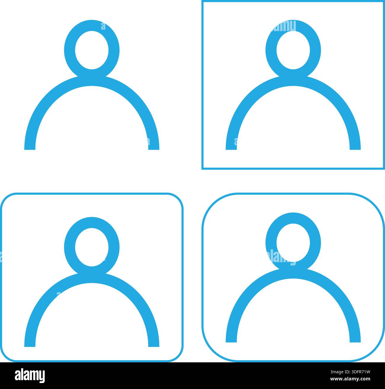 Blue User Profile Icons for Social Media Interface Stock Vector