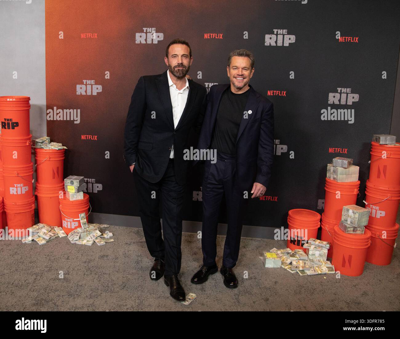 Ben Affleck and Matt Damon arrive on the red carpet for the Netflix's ...