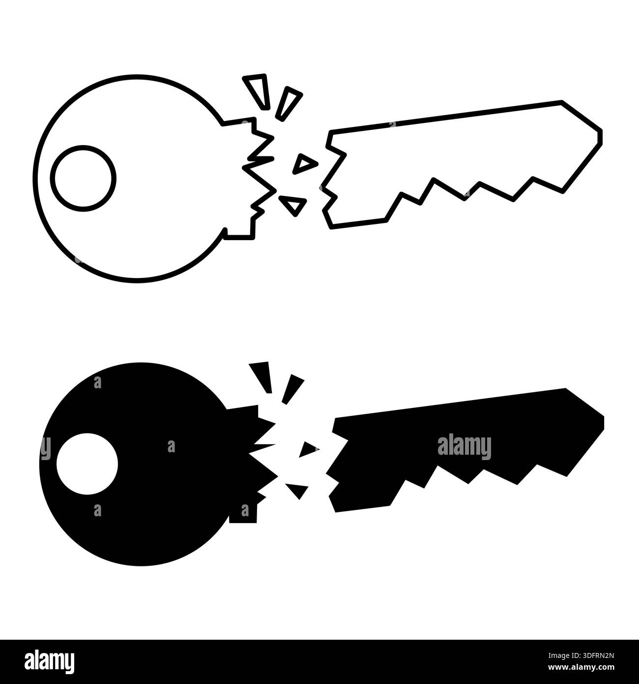Broken key outline. Broken key sign. flat style. Stock Photo