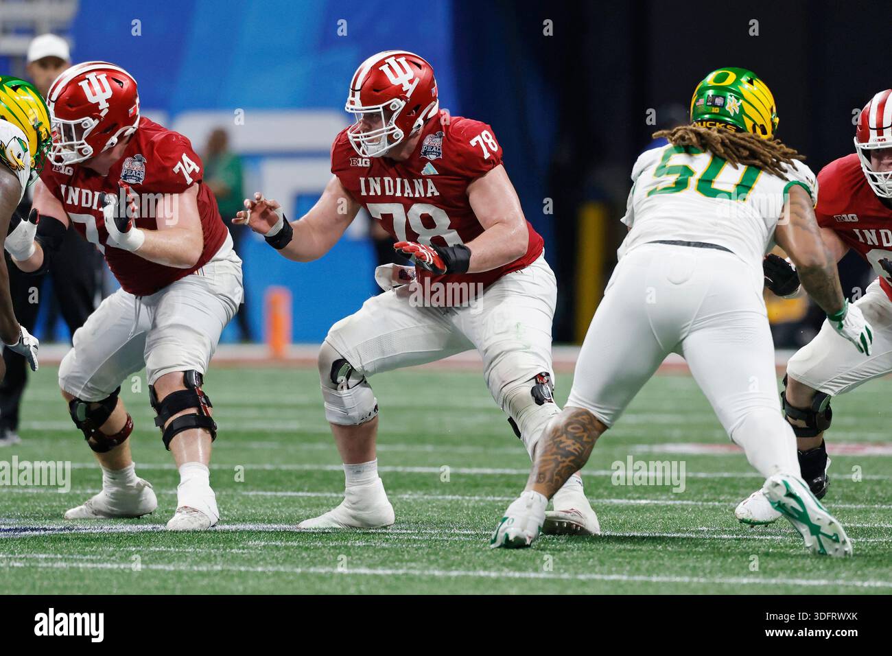 ATLANTA, GA - JANUARY 09: Indiana Hoosiers offensive lineman Pat Coogan ...