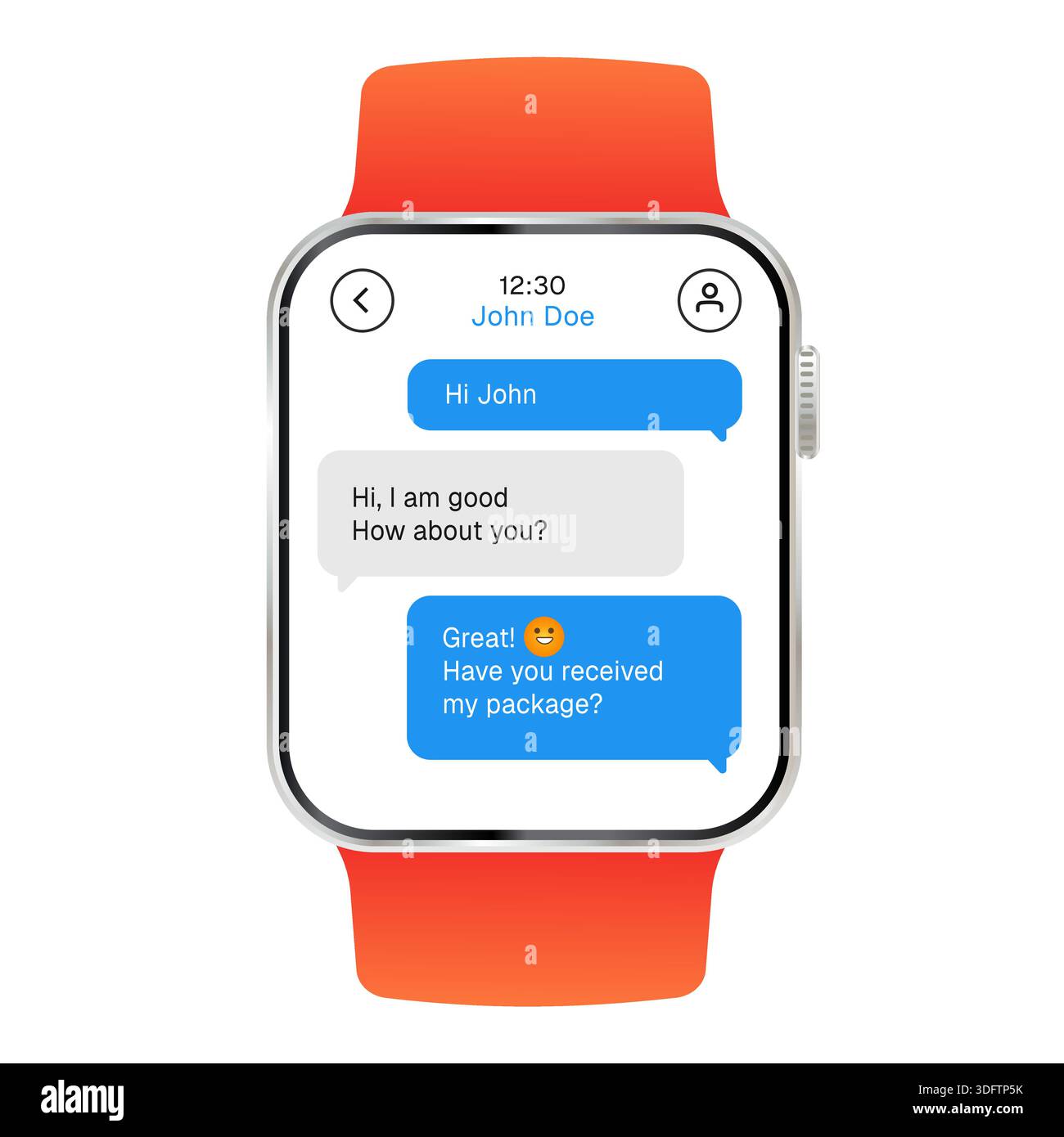 realistic smart watch vector mockup text messaging application ...