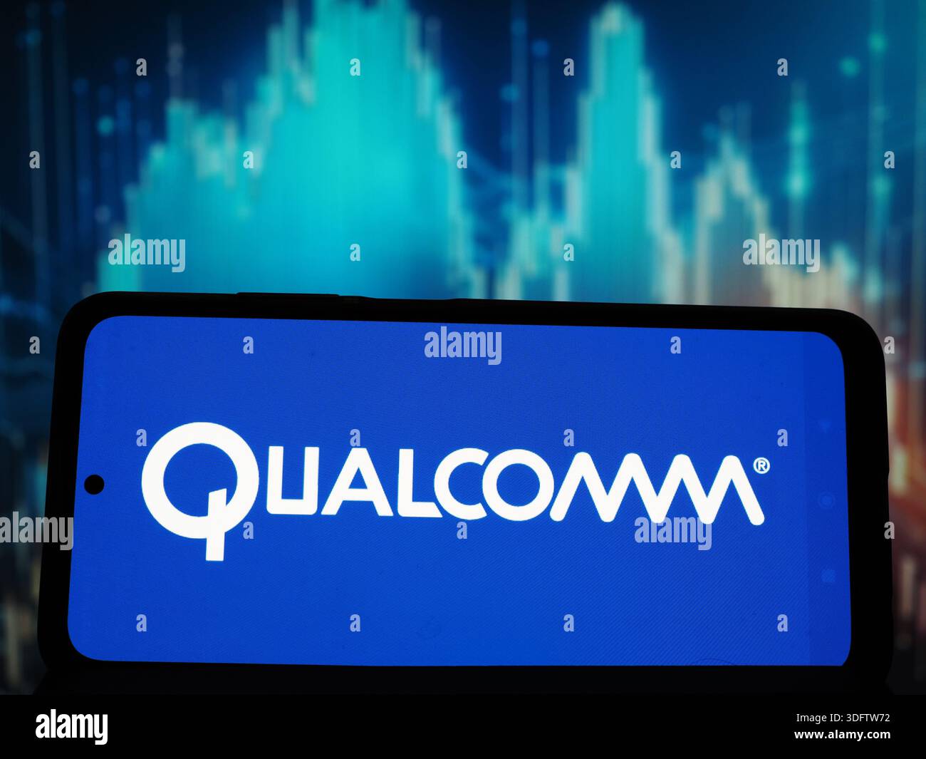 In this photo illustration, Qualcomm Incorporated logo seen displayed ...