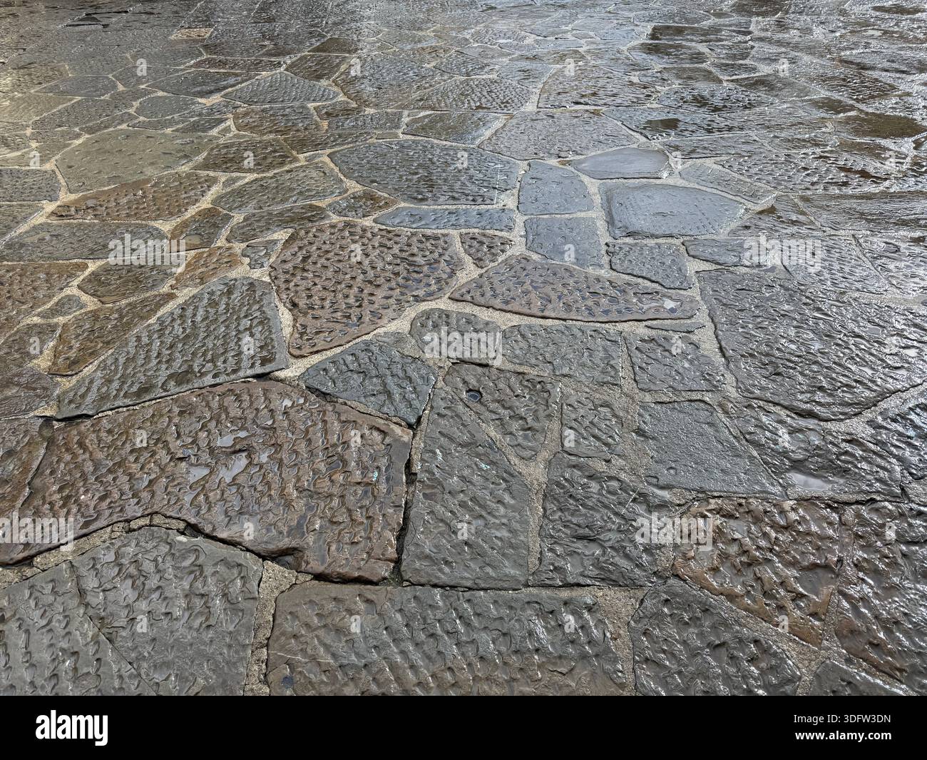 Wet stone pavement texture background Stock Photo