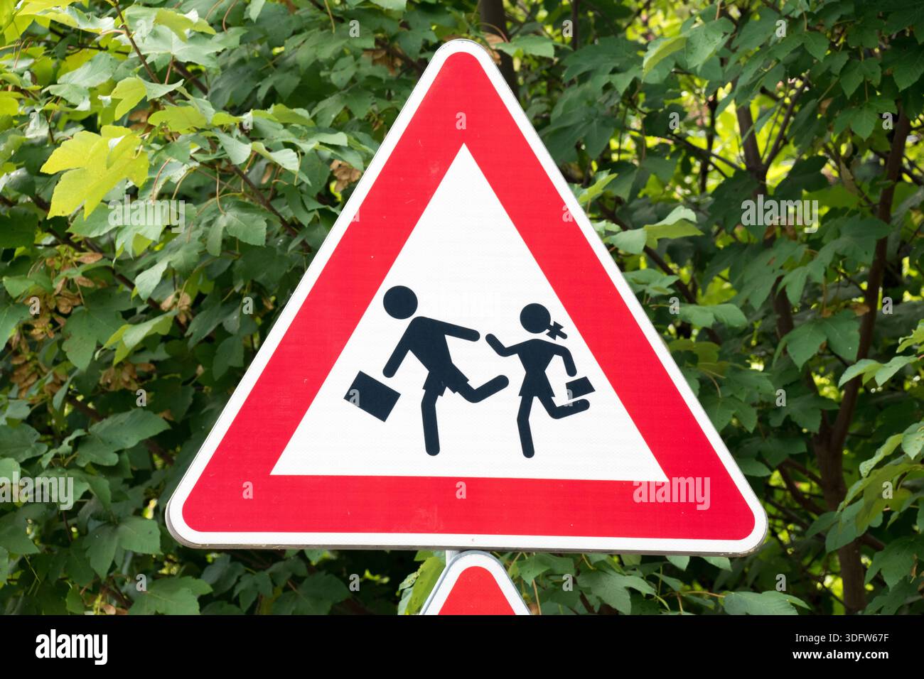The child warning sign is used to mark areas frequented by children ...